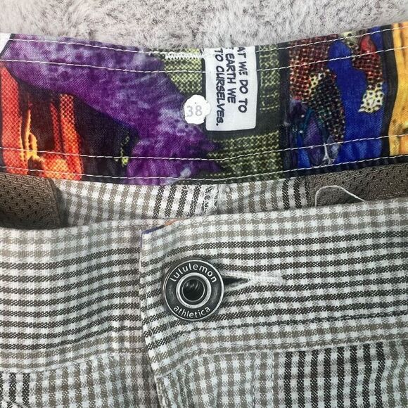 Lululemon Chino Shorts Mens Size 38 Checkered Beige Brown Vintage 9" Inseam - Picture 7 of 8